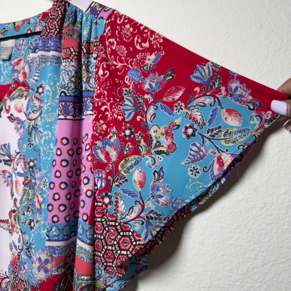 Chico's Women Patchwork Button Front Top Large 2 … - image 4